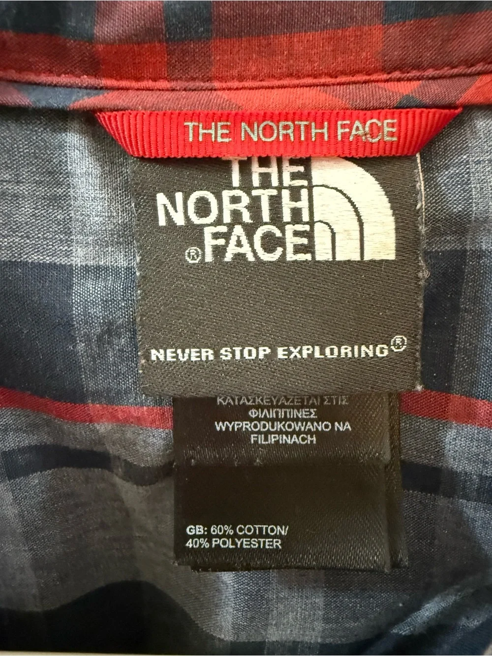 The North Face Short-Sleeve Snap button Shirt - Navy & Burgundy XL NWOT